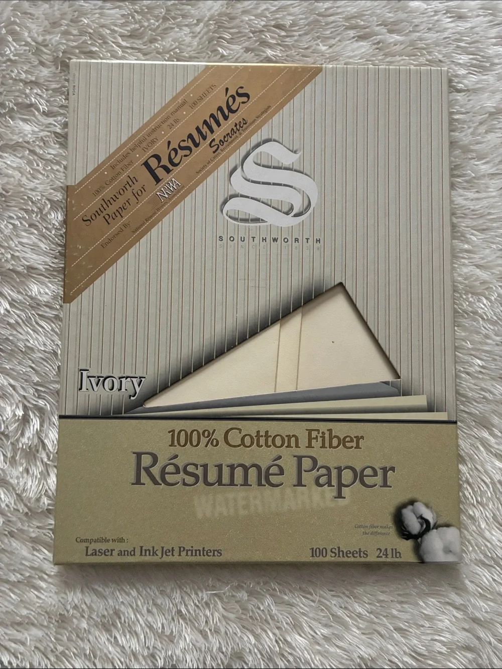 Ivory Resume Paper - 100% Cotton Fiber, 100 Sheets